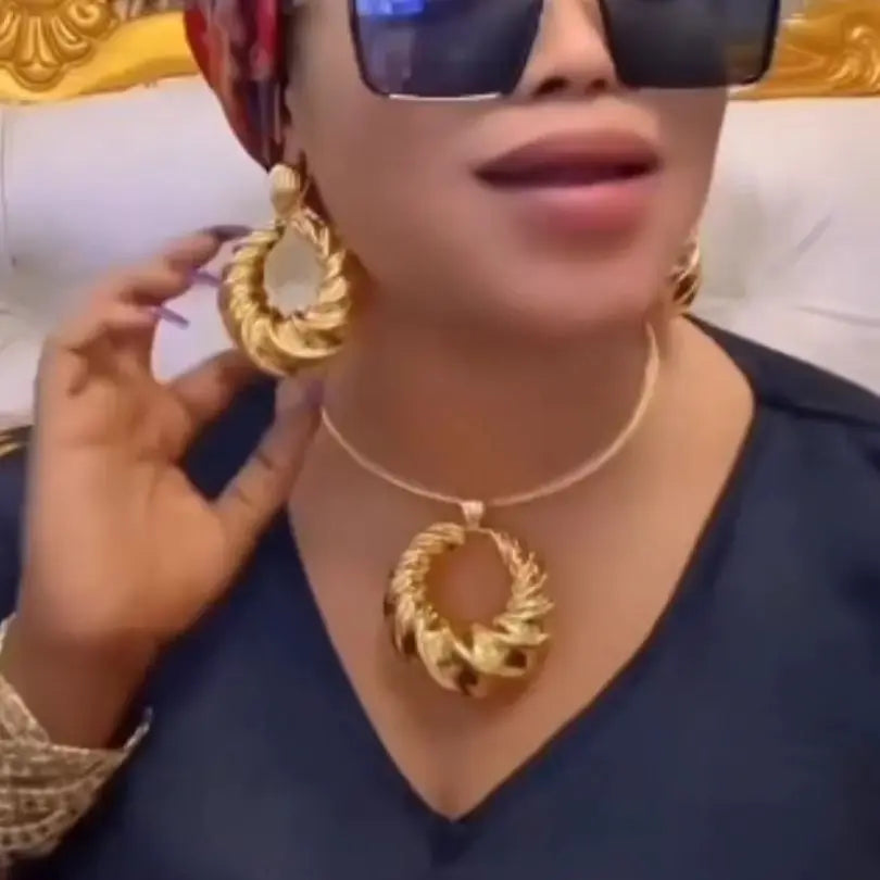 Dubai Gold Jewelry Set Neck, Earrings - Wedding Party FHK16778