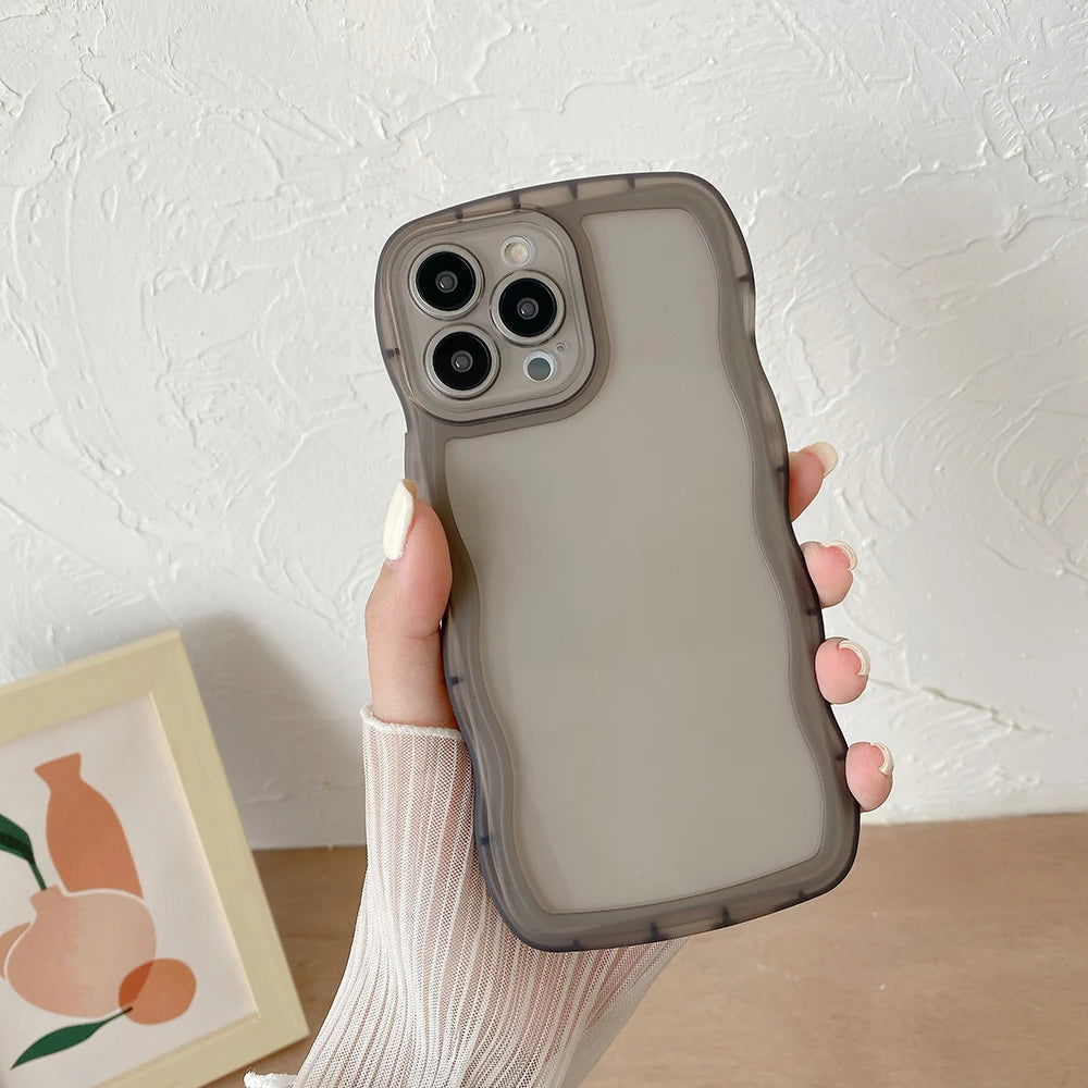 Cute Transparent Curly Case For iPhone 13-16