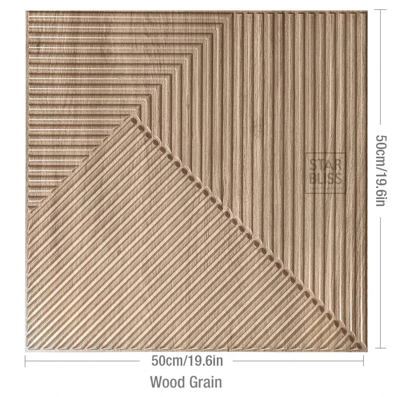 3D wall panel with glossy gold wood grain, waterproof