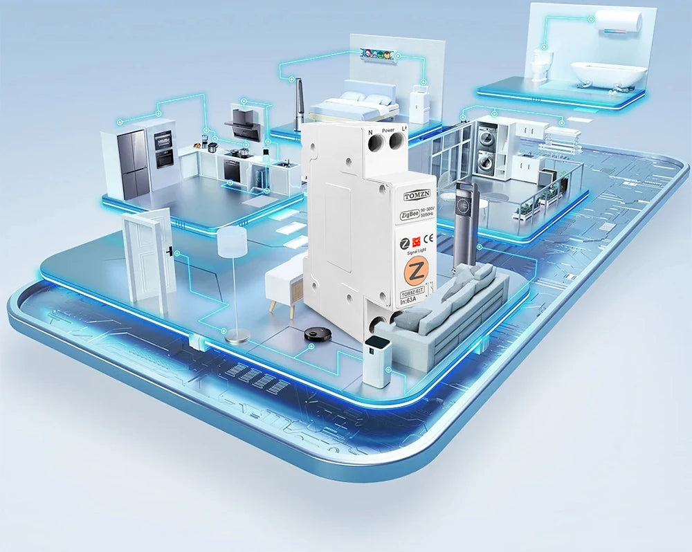 TOMZN Zigbee 63A Smart Switch Energy Meter kWh Metering Monitoring Circuit Breaker Timer Relay MCB TUYA smartlife protection