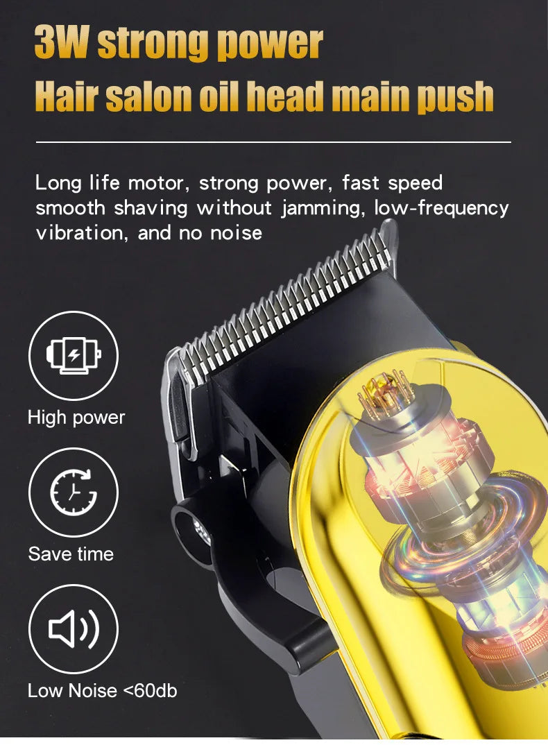 Bộ Tông Đơ Cắt Tóc Nam Chuyên Nghiệp LCD Sạc USB