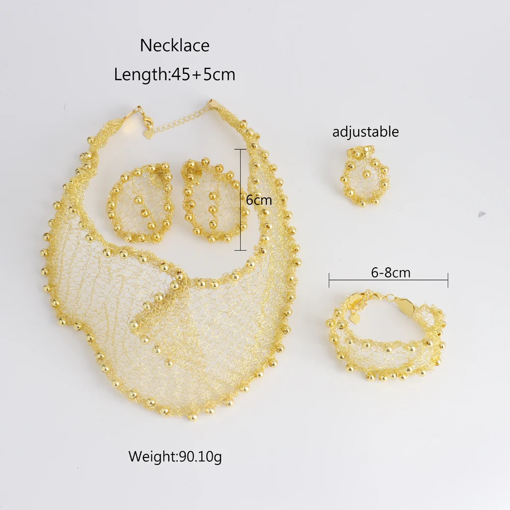 Luxurious Geometric Dubai Gold Jewelry Set