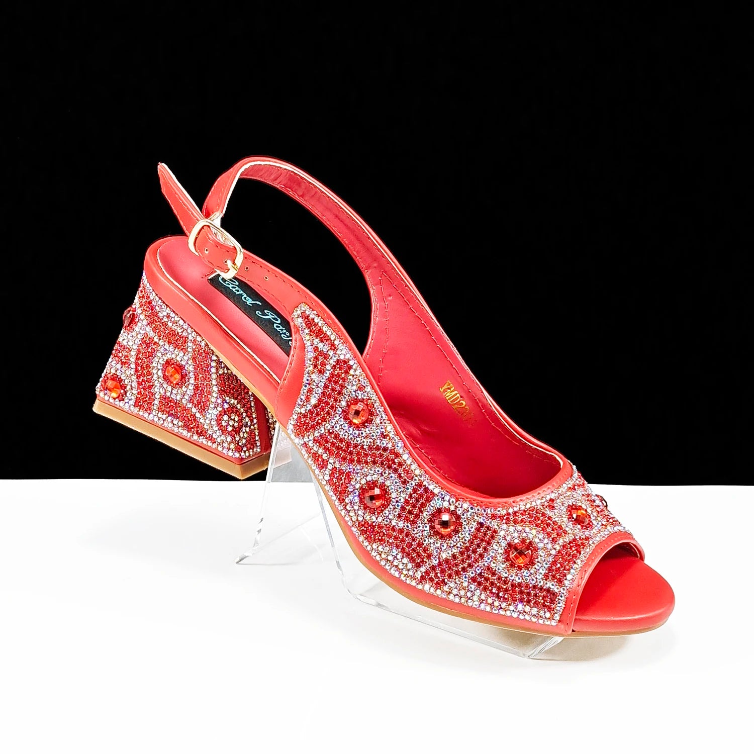 2024 Rhinestone Shoes and Bag Set - Trendy Green