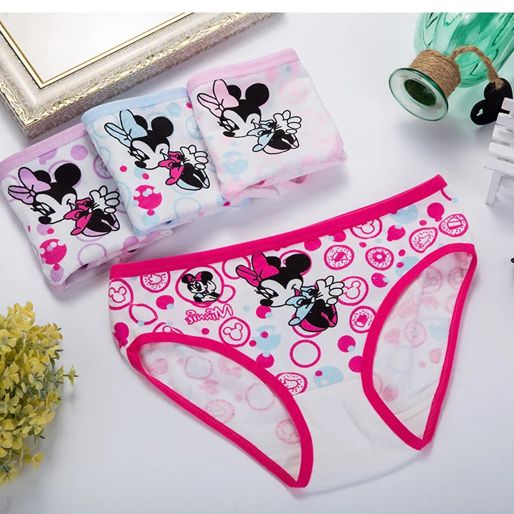 Disney Minnie Girls Underwear - Combo of 4 Cotton Pieces