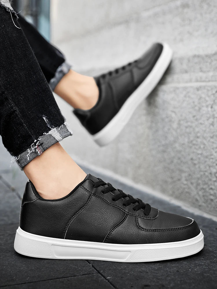 Classic White Sneakers for Men and Women, Comfortable Leather, Large Size