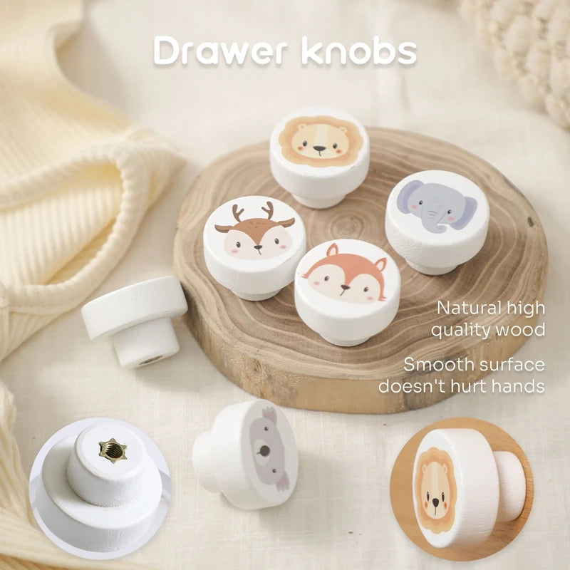 Wooden Door Handles Children's Room Animal Wood Furniture Handles for Cabinets and Drawers Knobs Kitchen Cupboard Wardrobe Pulls