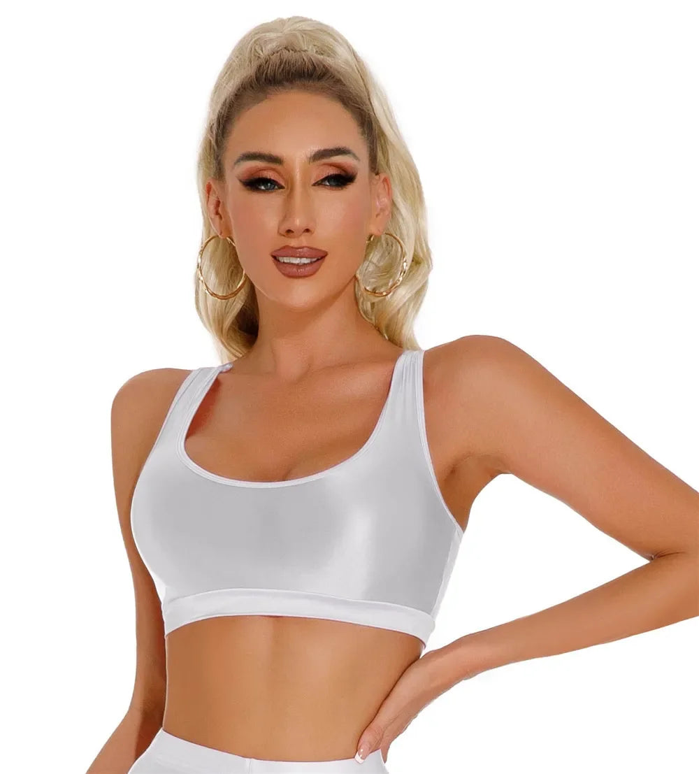 Women's Sexy Crop Top Bodycon Sports U-Neck