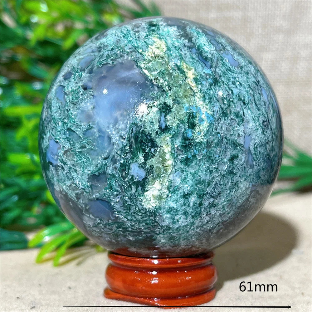 Moss Agate Ball - Spiritual Power &amp; Decoration