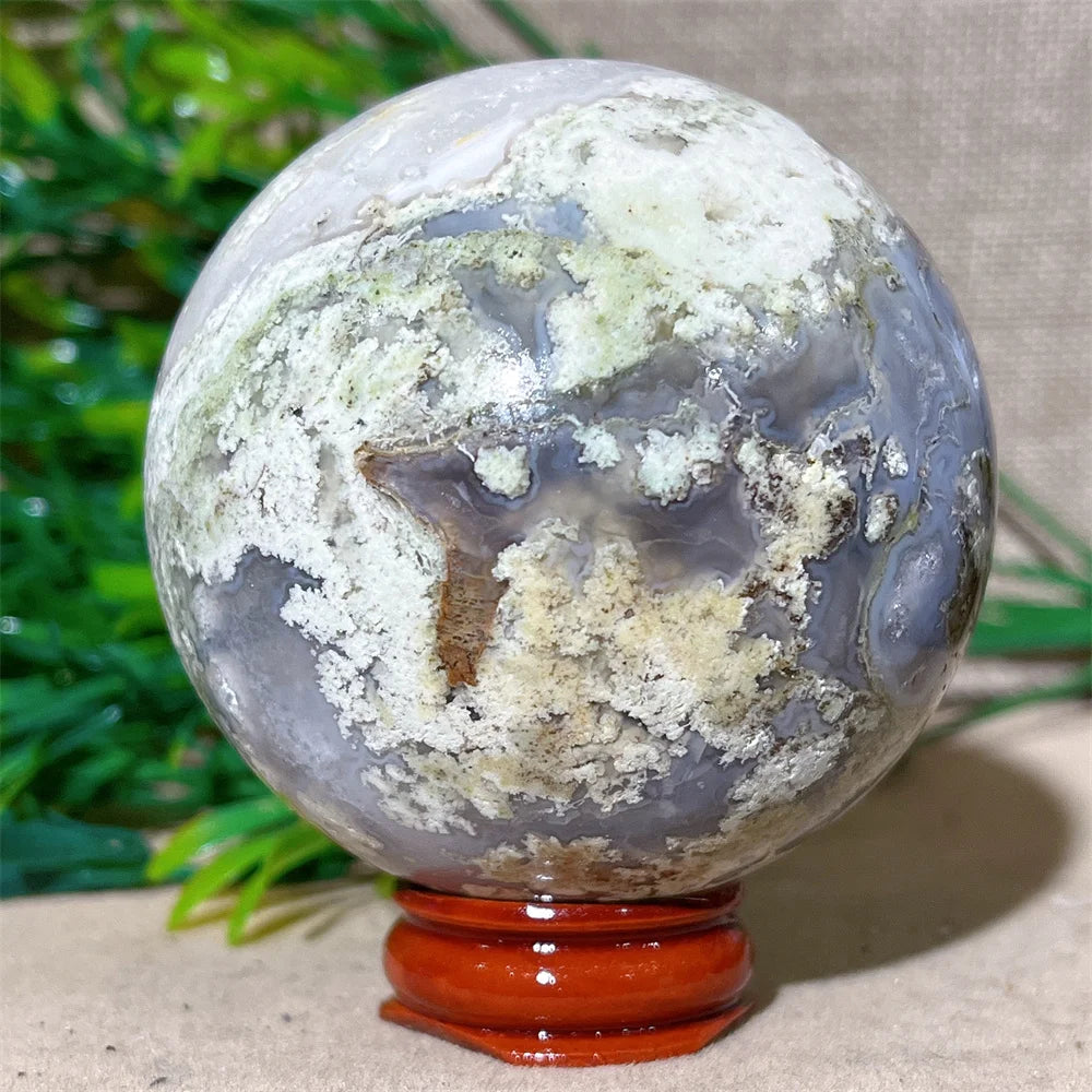 Moss Agate Ball - Spiritual Power &amp; Decoration