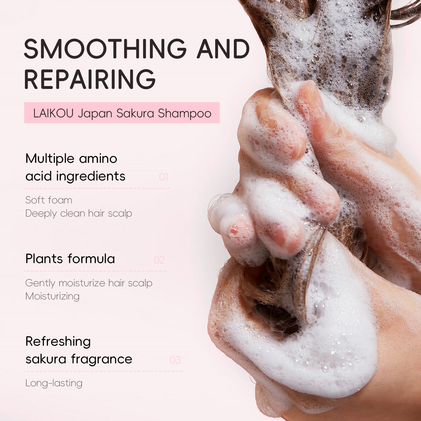 LAIKOU Sakura shampoo restores split ends and makes hair smooth