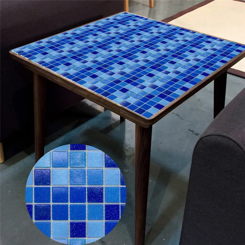 10pcs/set Marble Mosaic Tiles Wall Sticker Transfers Flat Covers for Kitchen Bathroom Stitching Stickers Self-adhesive Removable