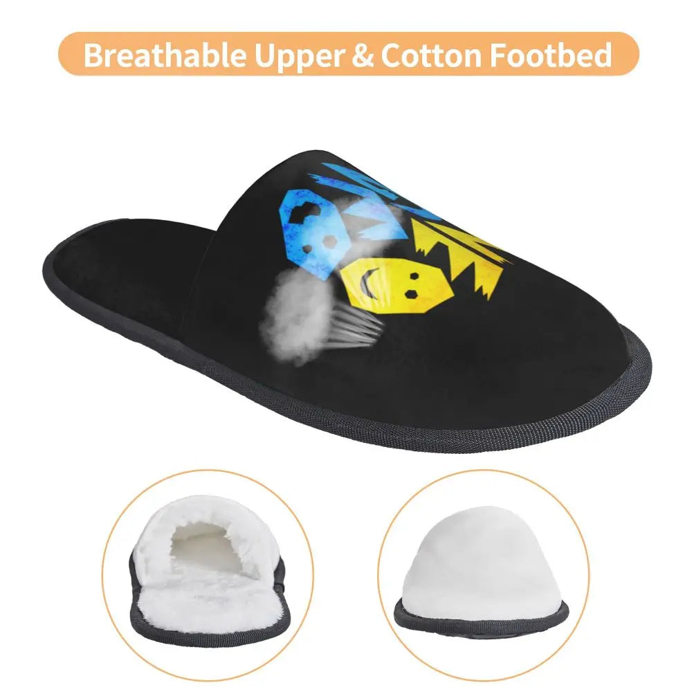 Neo Geo Logo Printed Warm Furry Slippers Gamer Style