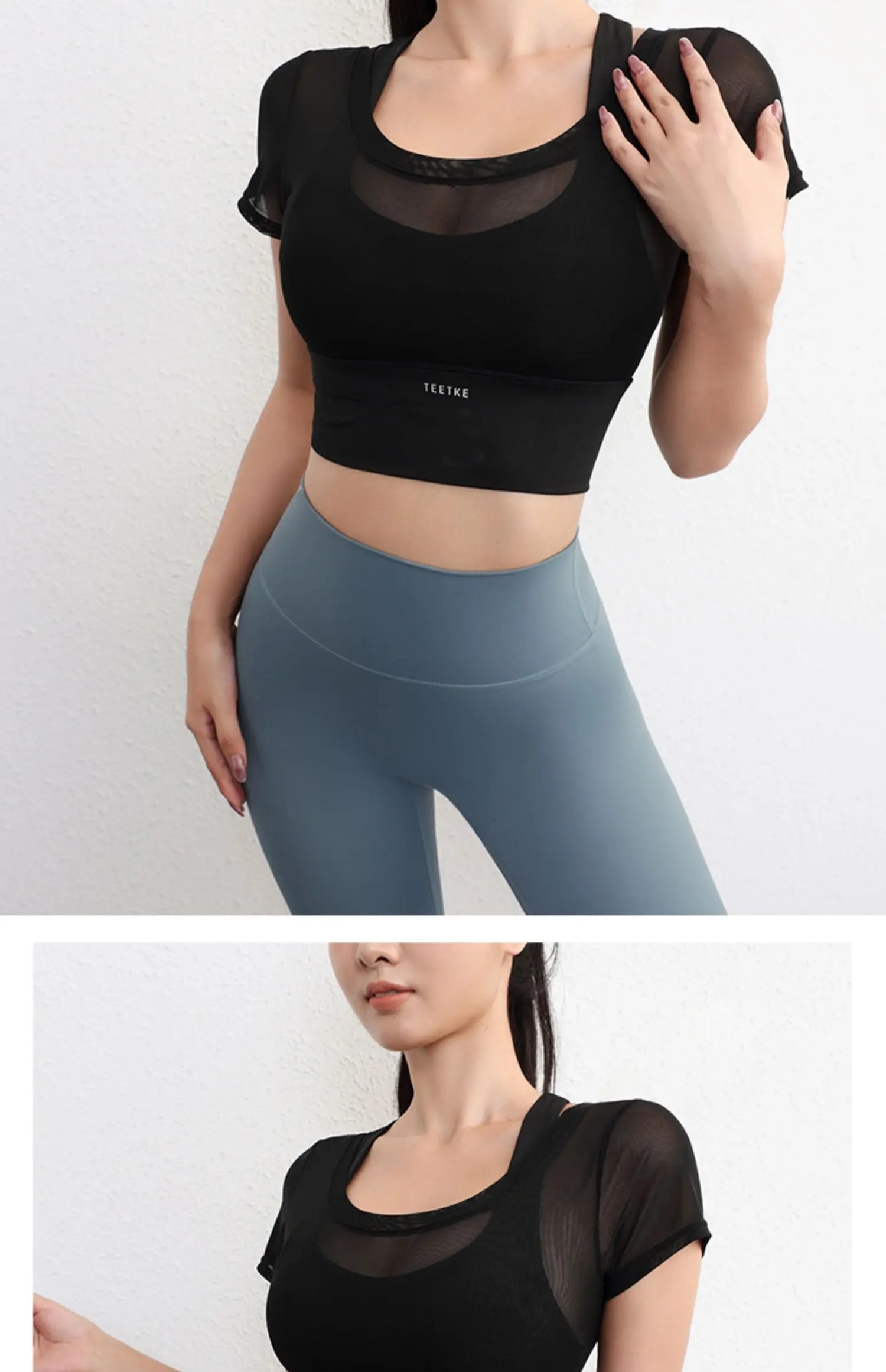 Áo Croptop Lưới Thoáng Tập Gym Nữ Năng Động Hè