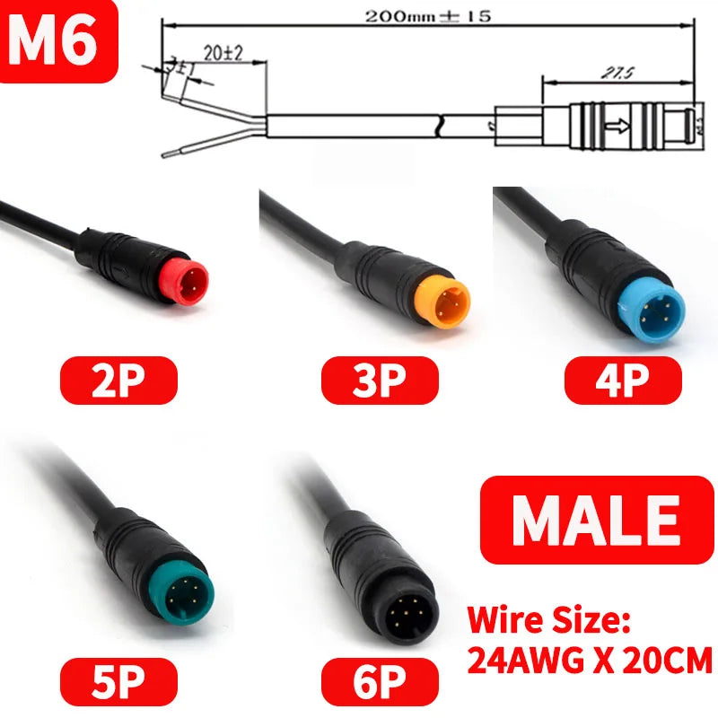 Bộ Jack Nối Dây Chống Nước M6 M8 Cho Xe Đạp Điện - Daisan Mart