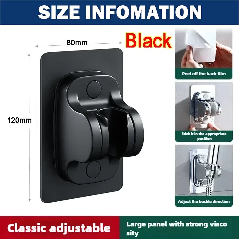 Bath Shower Holder Support Mural Douche Suction Cup Adjustable Handheld Wall Mounted Large Shower Head Supports Relocatable - Daisan Mart