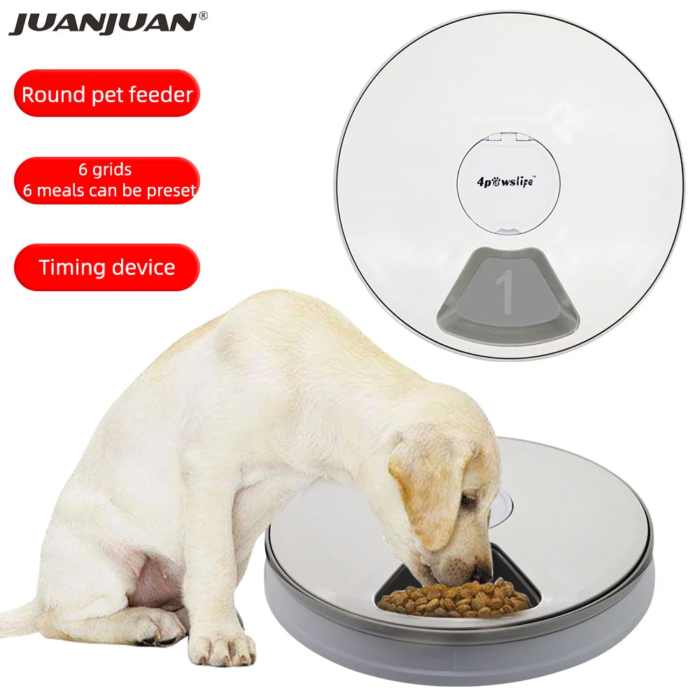 24 Hours Pet Automatic Feeder 6 Grids Electric Dry Wet Food Dispenser With Voice Recorder Round Timing Feeder For Cat Dog Pet