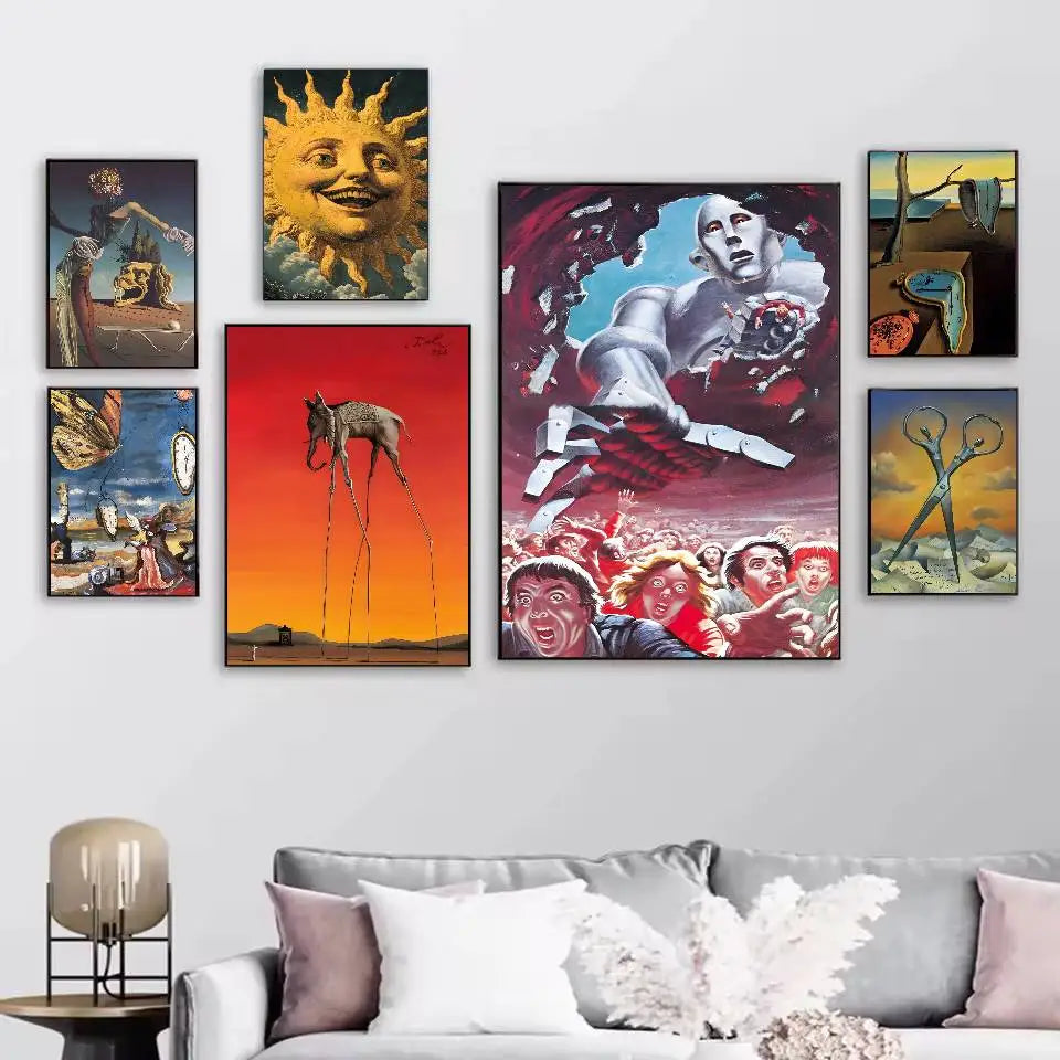 Surrealism Artwork By Salvador Dali Poster Self-adhesive Art Waterproof Paper Sticker Coffee House Bar Room Wall Decor