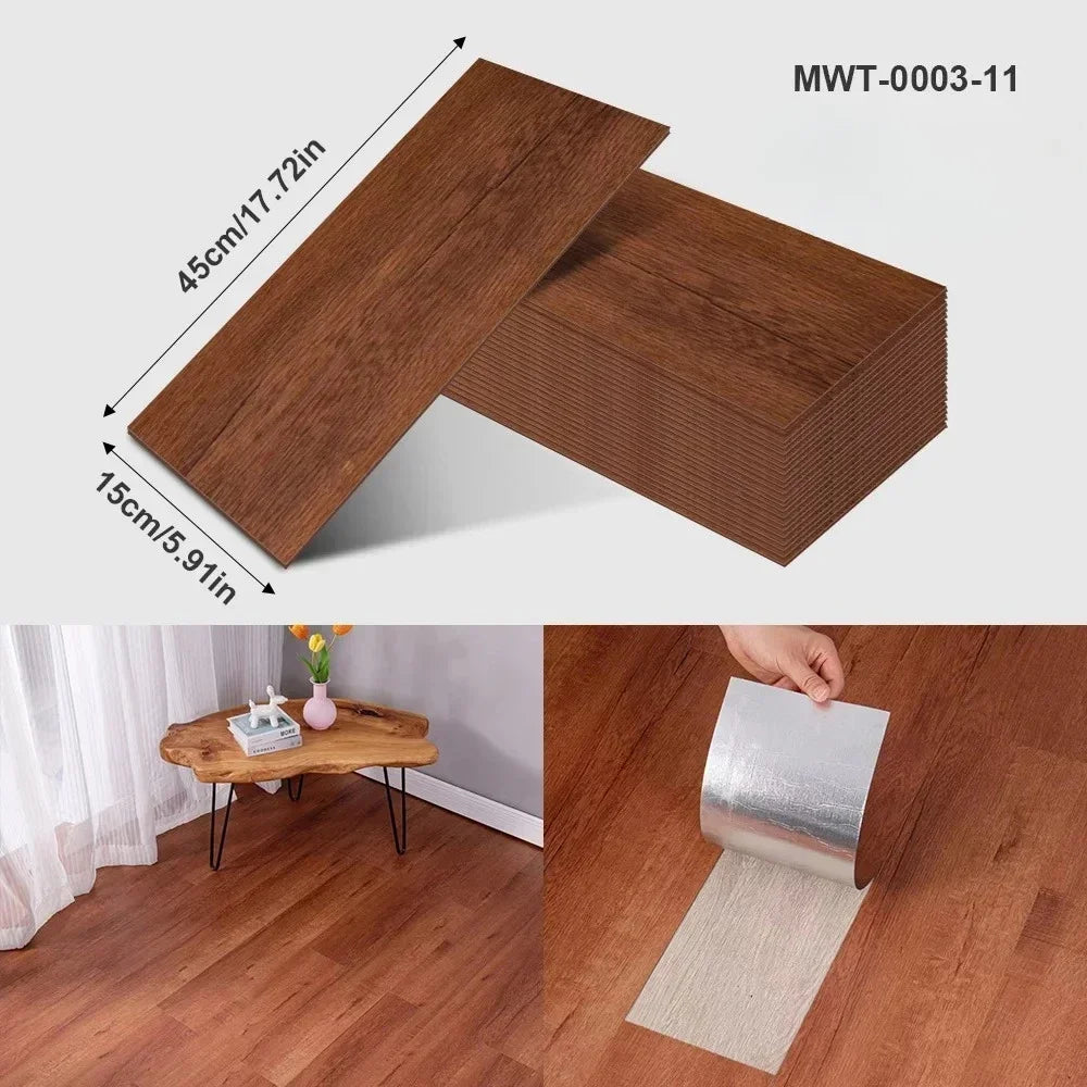 45x15cm Floor Sticker Wall Sticker Modern Self-adhesive Thick PVC Wood Grain Floor Sticker Living Room Bedroom Decoration