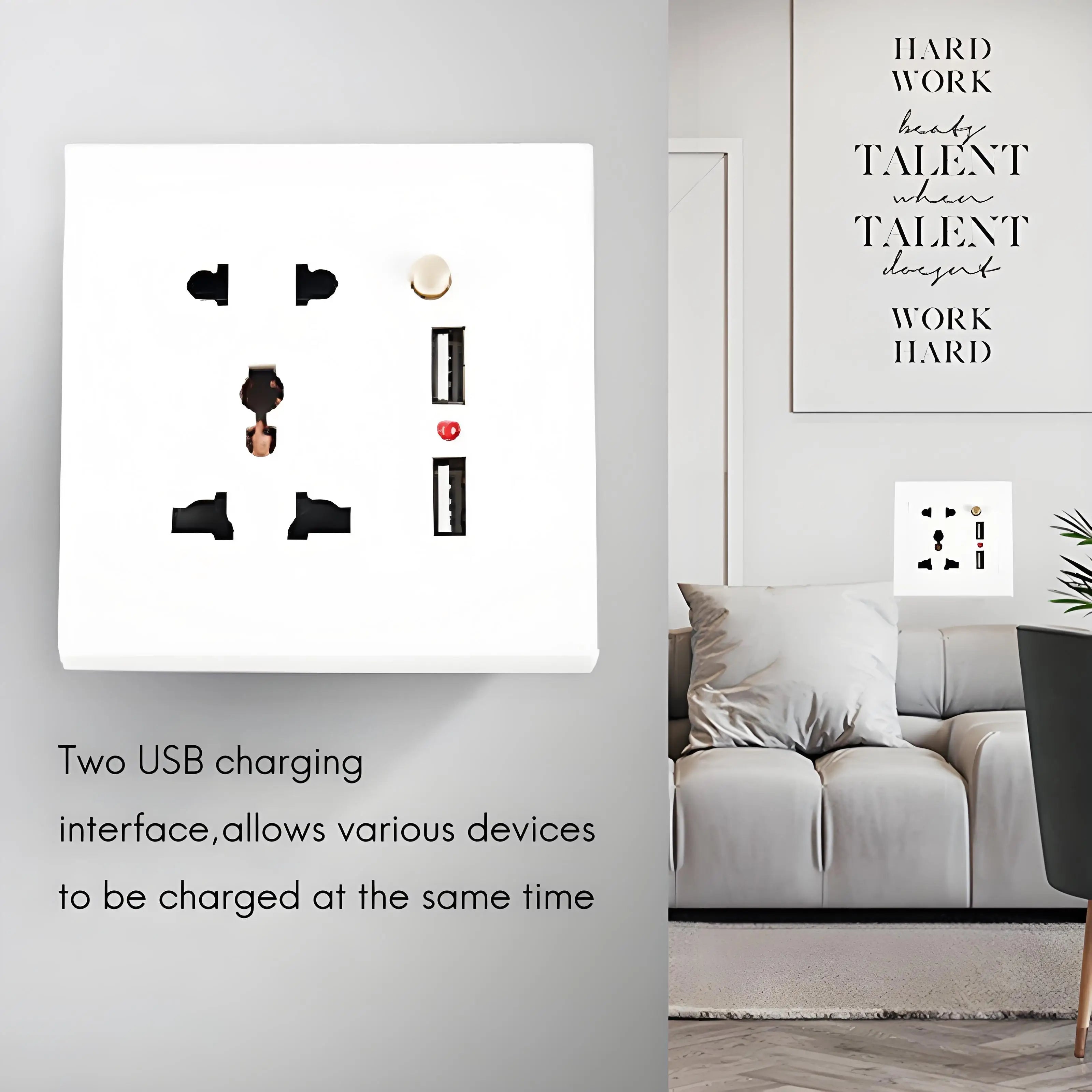 Smart Wall Socket 2 USB Ports International Standard
