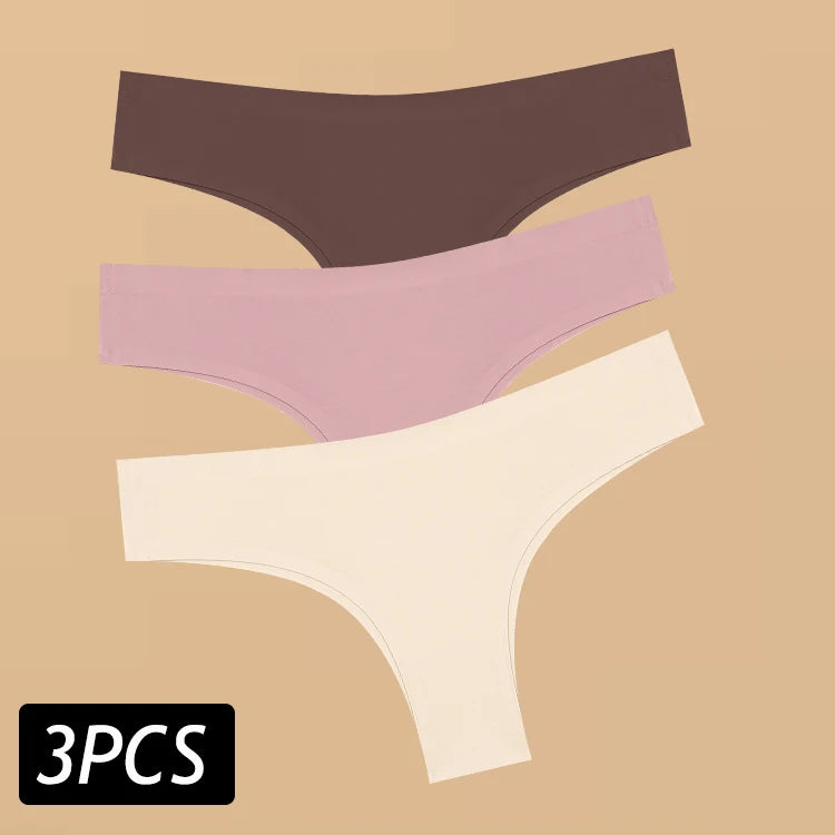 Set of 3 Sexy Ice Silk Low-Waist Ultra-Thin Women's Panties