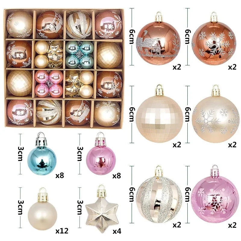 Christmas Balls for Tree Decoration 44 Pieces 3/6CM