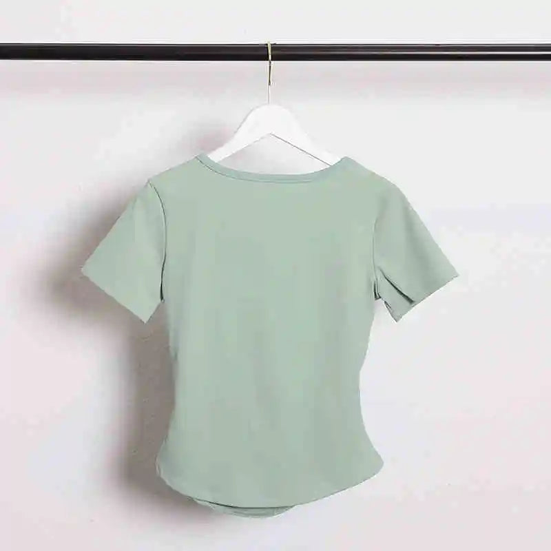 Sexy Fashion Women's Bodycon Gym Shirt with Chest Pad