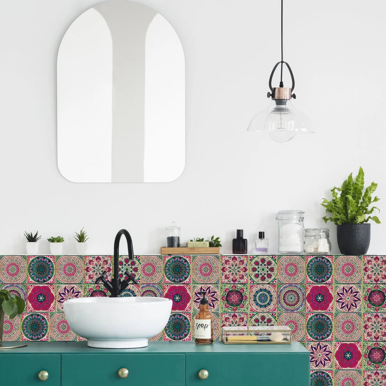 24pcs/set Light Color Tiles Sticker Wall Stickers Kitchen Bathroom Home Renovation Wallpaper Waterproof Self-adhesive Wall Decal