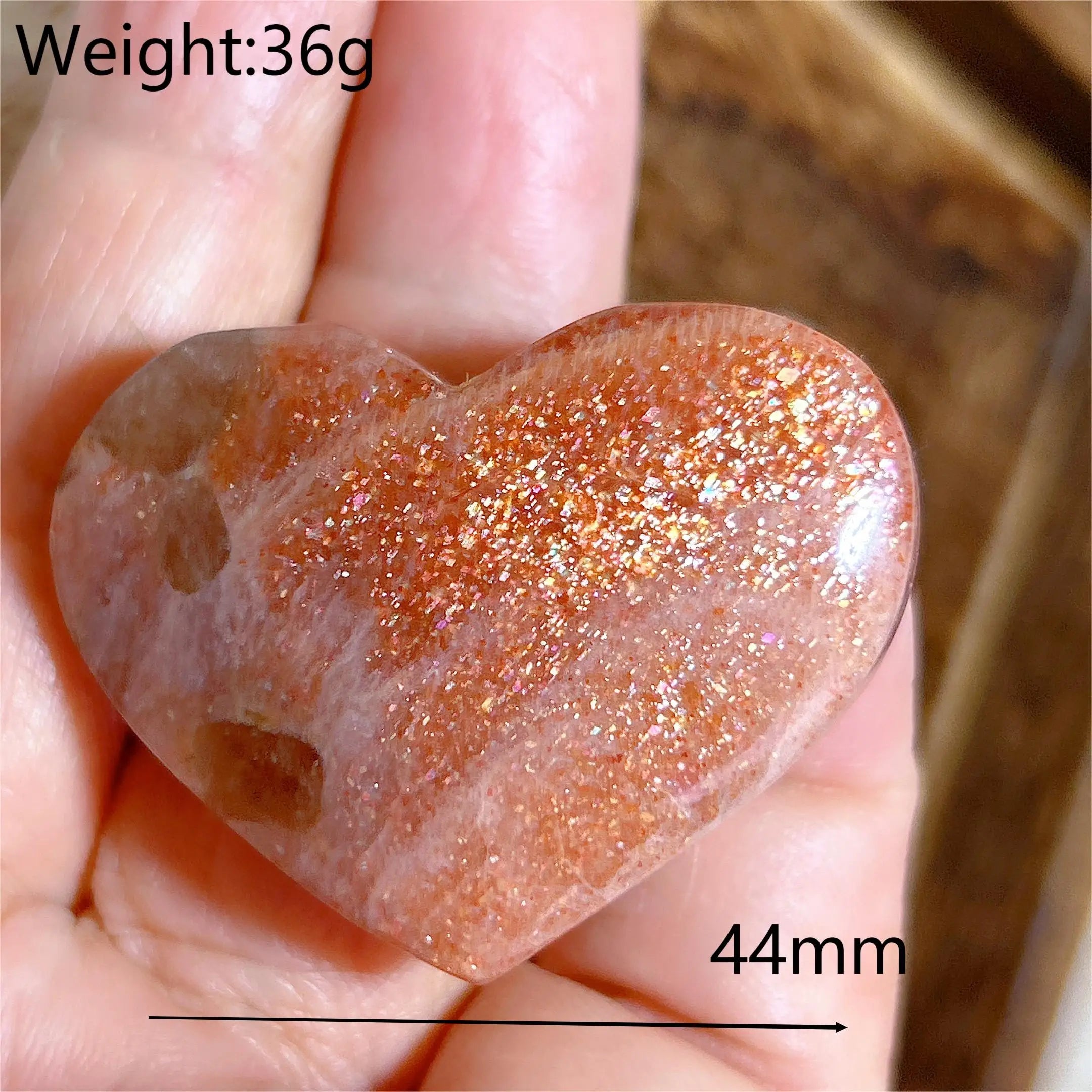 Natural Sunstone Heart Shaped Healing Decoration