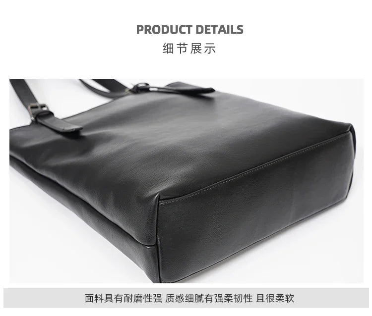 Korean Japanese Style Men's Leather Laptop Bag