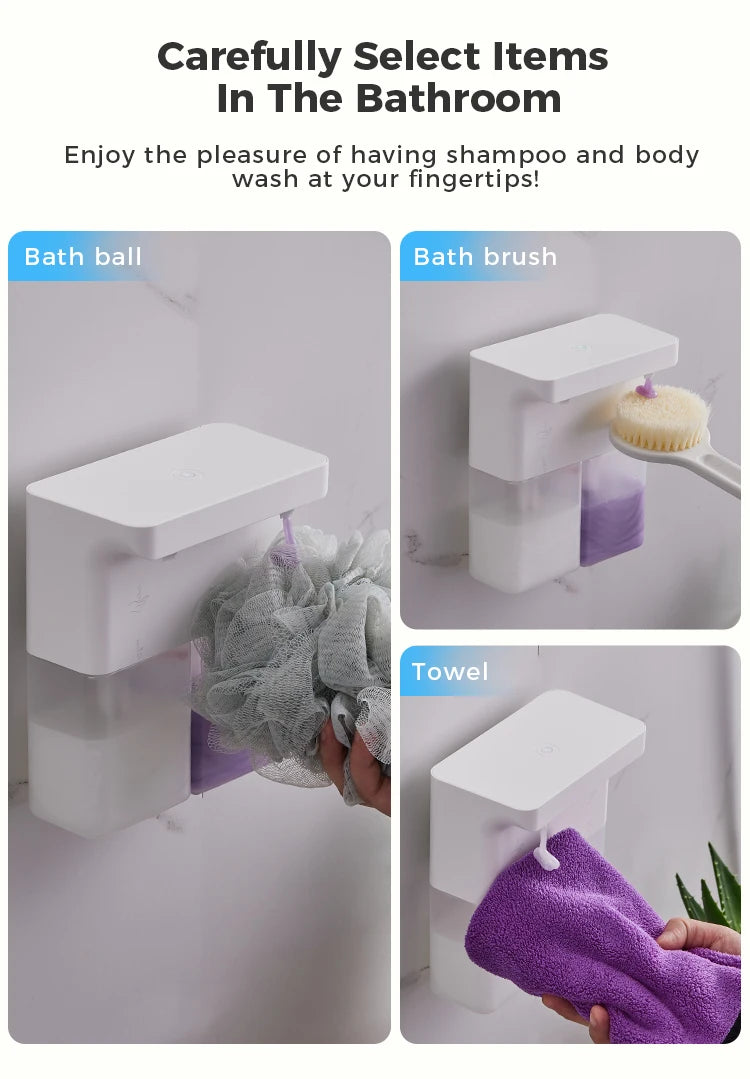 600ml Automatic Foam Soap Dispenser Double-Head Touchless Rechargeable 3-Level Adjustable Induction Sensor for Kitchen Bathroom