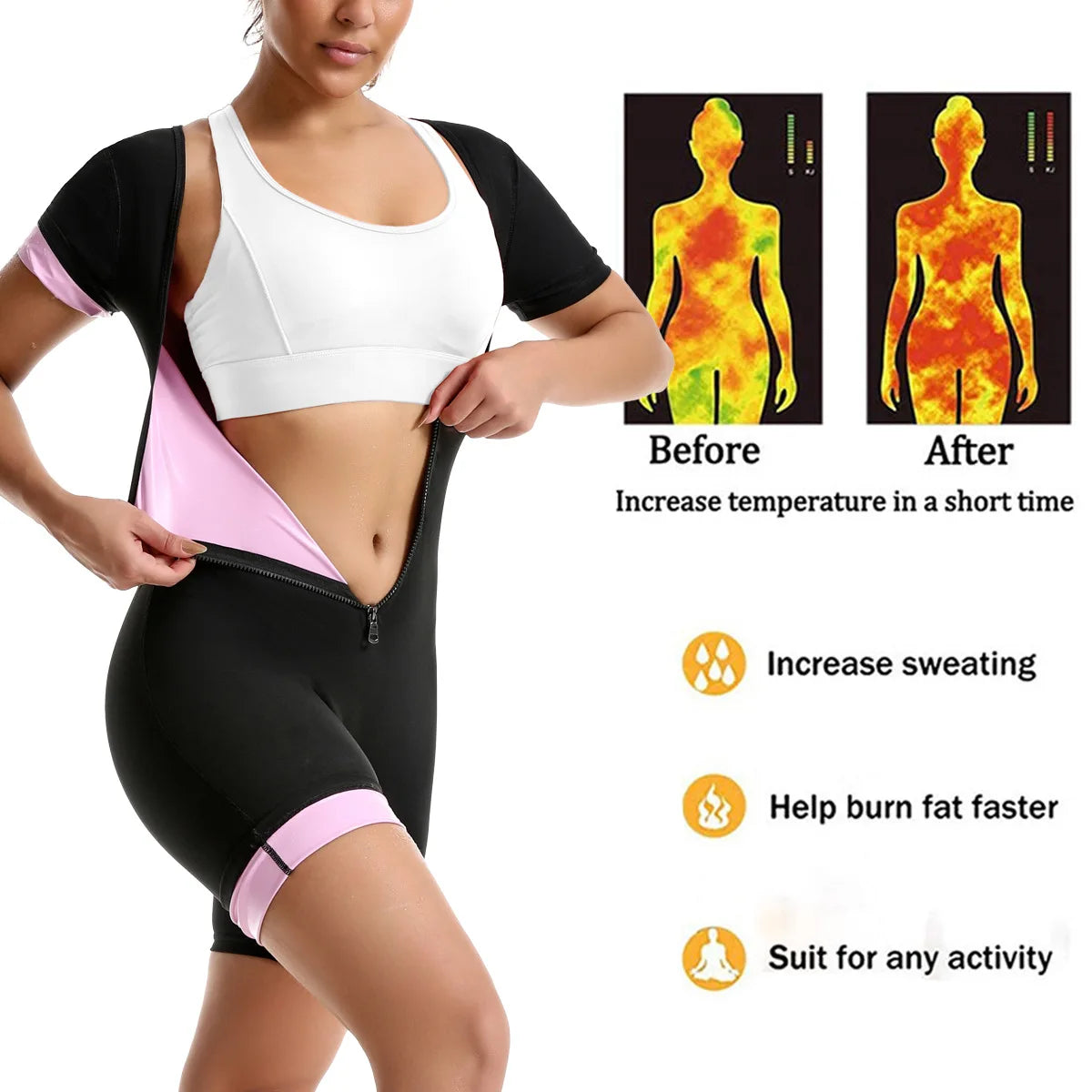 Naisstoo Sauna Suit Women for Weight Loss Fat Burning Full Body Sweat Vest Slimming Waist Trainer Body Shaper - Daisan Mart