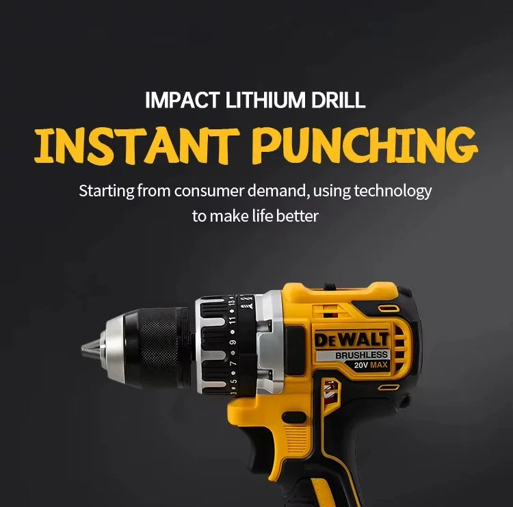 2025 Dewalt 2000RPM Cordless Electric Drill Brushless Driver Adjustable Speed ​​Impact Hand Drill Rechargeable Power Tools DCD796