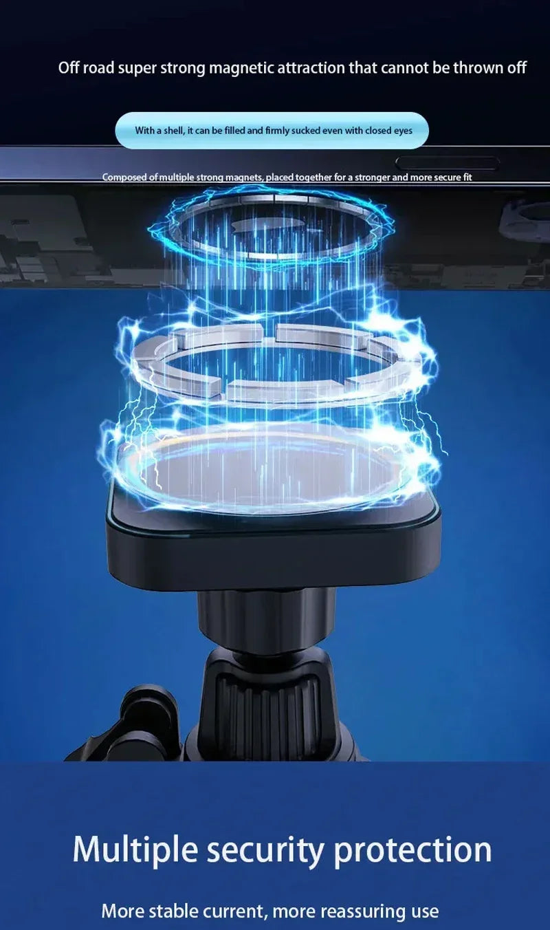 Magnetic Car Wireless Charger Stand Phone Holder Air Vent Mount Clip Support In Car Fast Charging for iPhone 16-12 Pro Max Mini