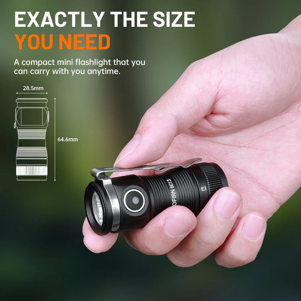 Đèn pin mini Sofirn SC13 1300lm sạc, nam châm, móc khóa - Daisan Mart