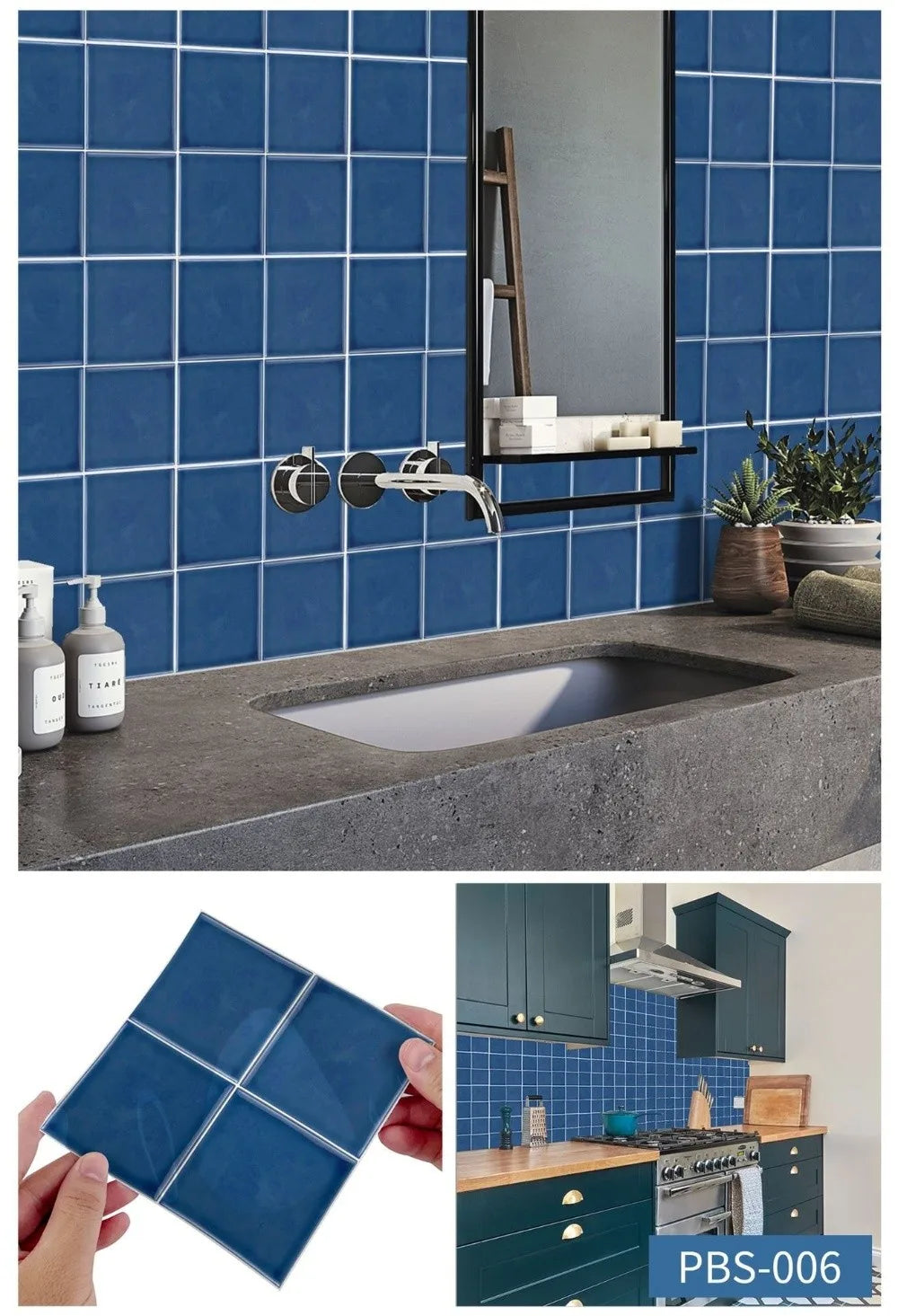 10Pcs European Square Kitchen Wallpaper Solid Color Self-adhesive Wall Stickers Oil-proof Waterproof Thickened Tile Stickers