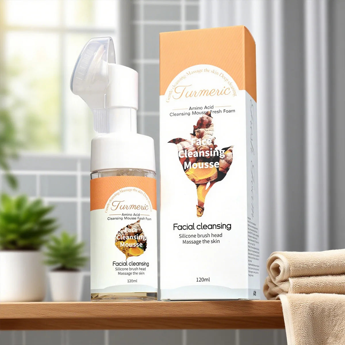 Turmeric Cleansing Mousse, Deep Cleansing, Turmeric Essence Brightens the Skin, Refreshing and Oil-Controlling Cleanser