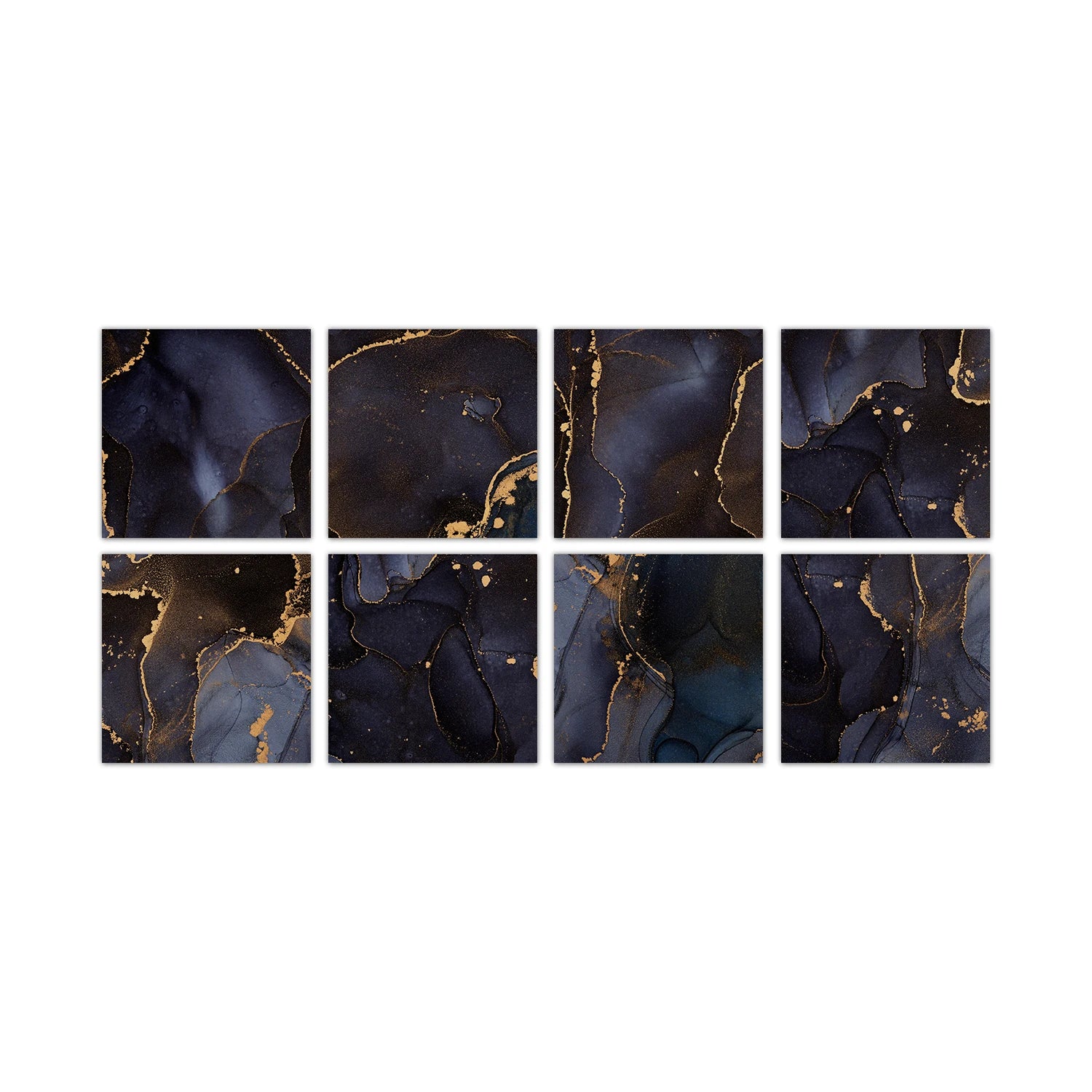 8PCS/Set Minimalist Black Marble Wall Stickers, Kitchen Bathroom Waterproof Self-Adhesive Ceramic Tile Stickers, Room Wallpaper