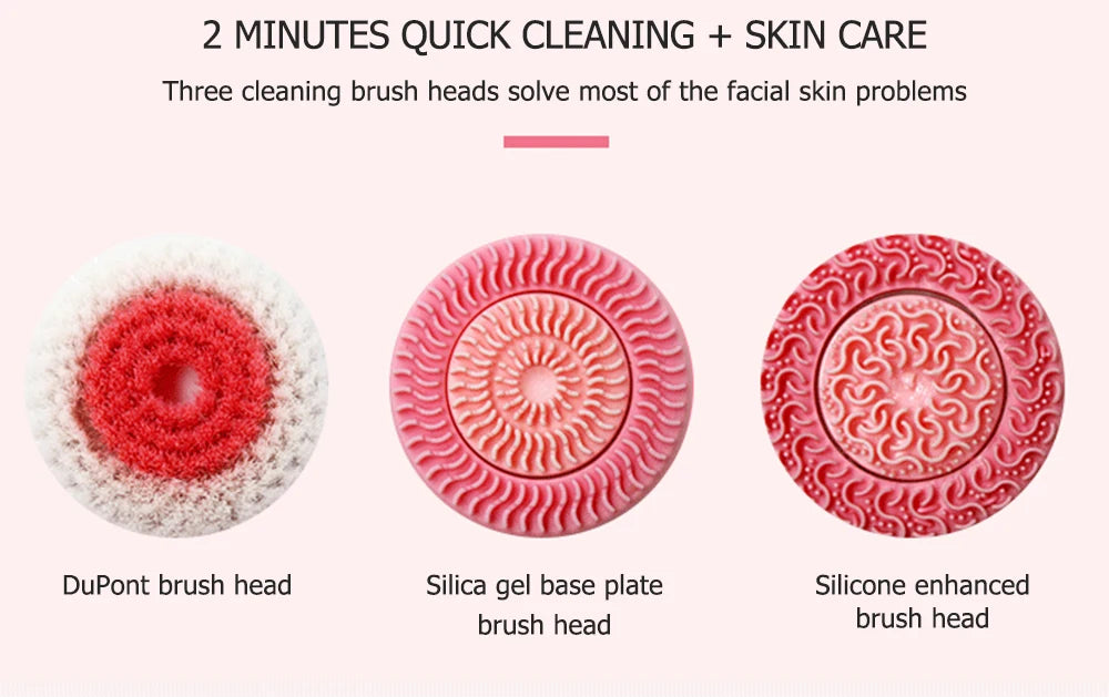 3-Head Ultrasonic Facial Cleanser for Deep Cleansing