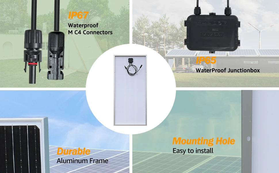 XINPUGUANG Rigid Glass Solar Panel Monocrystalline 10W 25W 50W 100W 200w Power Generation PV Panel charge paneles solares