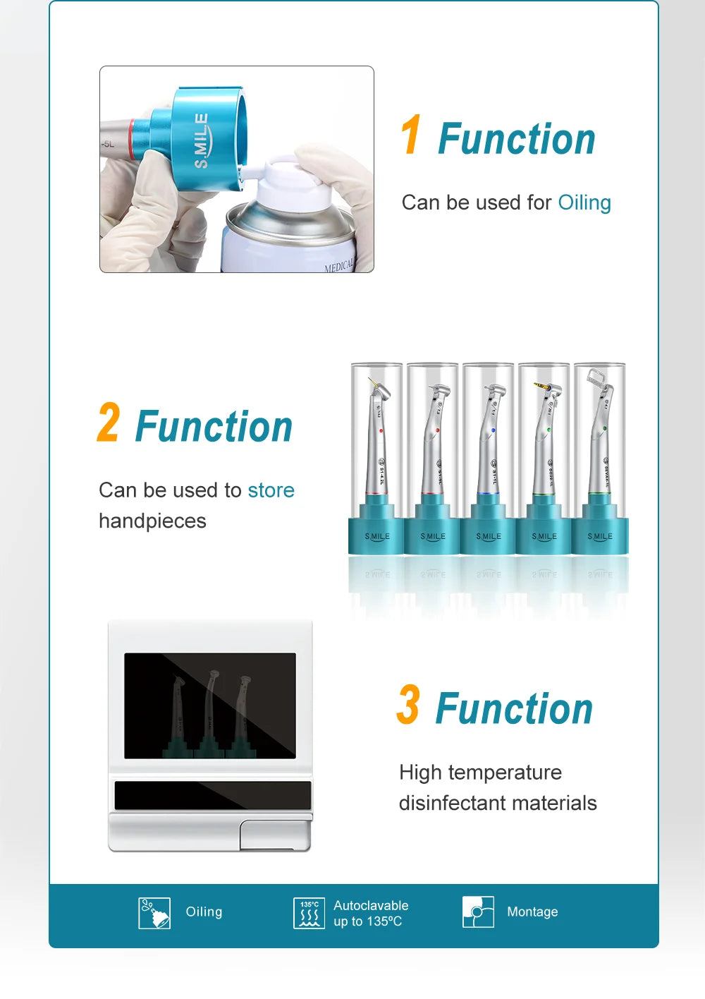 AI DENTAL Smile Series SADT4-1L Dental 4:1 Reduction Low Speed Handpiece/Set Vertical Reciprocating Single Spray for ADT Tips - Daisan Mart