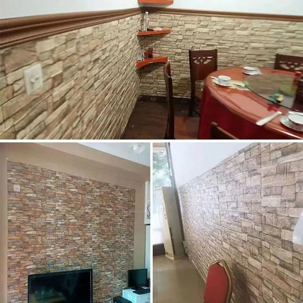 Giấy Dán Tường 3D Giả Gạch Chống Thấm Tự Dán