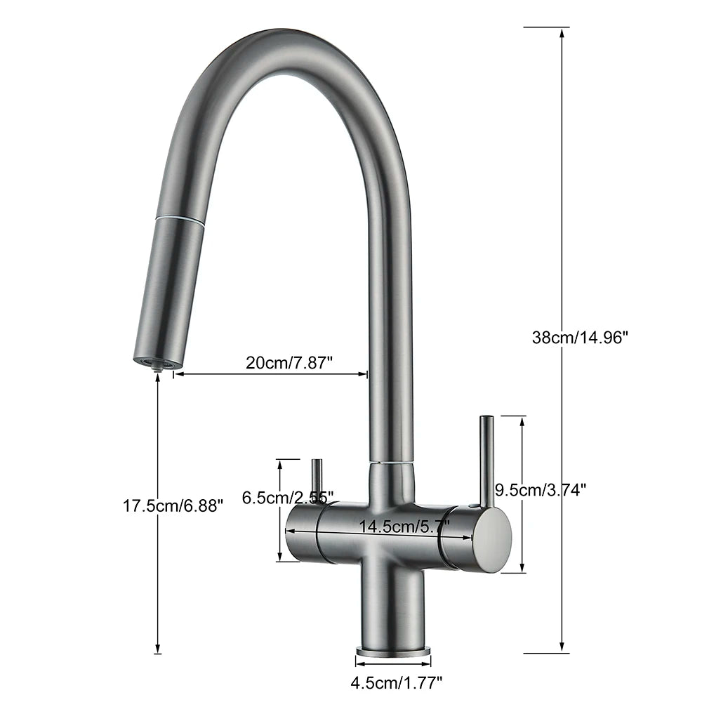 2-Mode Swivel Gold Brass Water Filter Kitchen Faucet