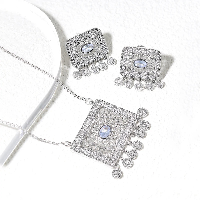 Gold Plated Boho Jewelry Set Necklace &amp; Earrings