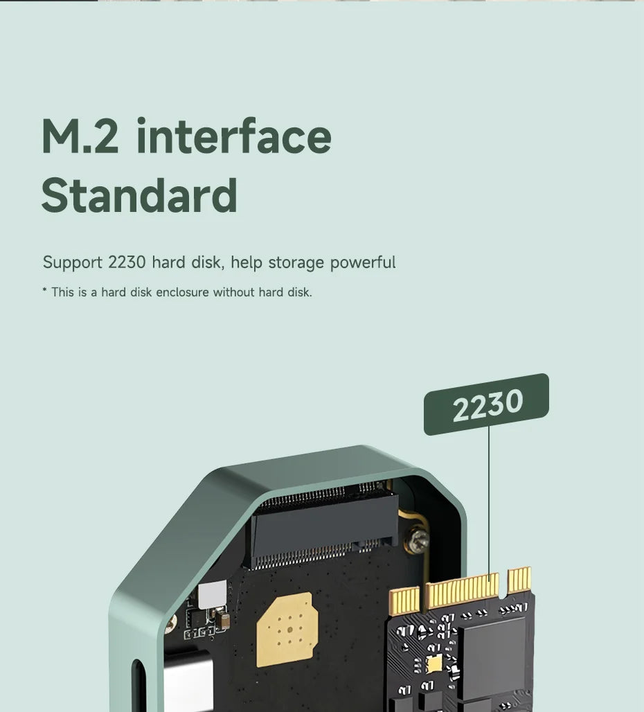 Hagibis 2230 M.2 NVMe SSD Enclosure USB 3.2 Gen 2 10Gbps to NVMe PCI-E M.2 SSD Case External SSD for Laptop iPhone 16 Pro iPad