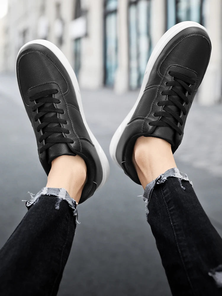 Classic White Sneakers for Men and Women, Comfortable Leather, Large Size