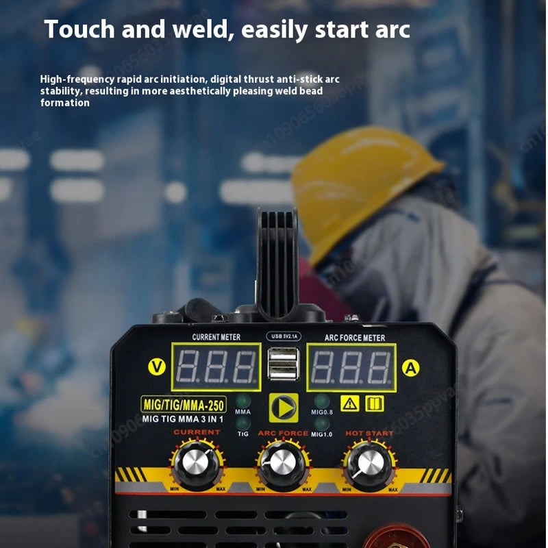 220V Gasless MIG Welder 3 In 1 Portable Welding Machine With TIG MMA ARC Functions For Home Garage Auto Repair Lightweight 7KG