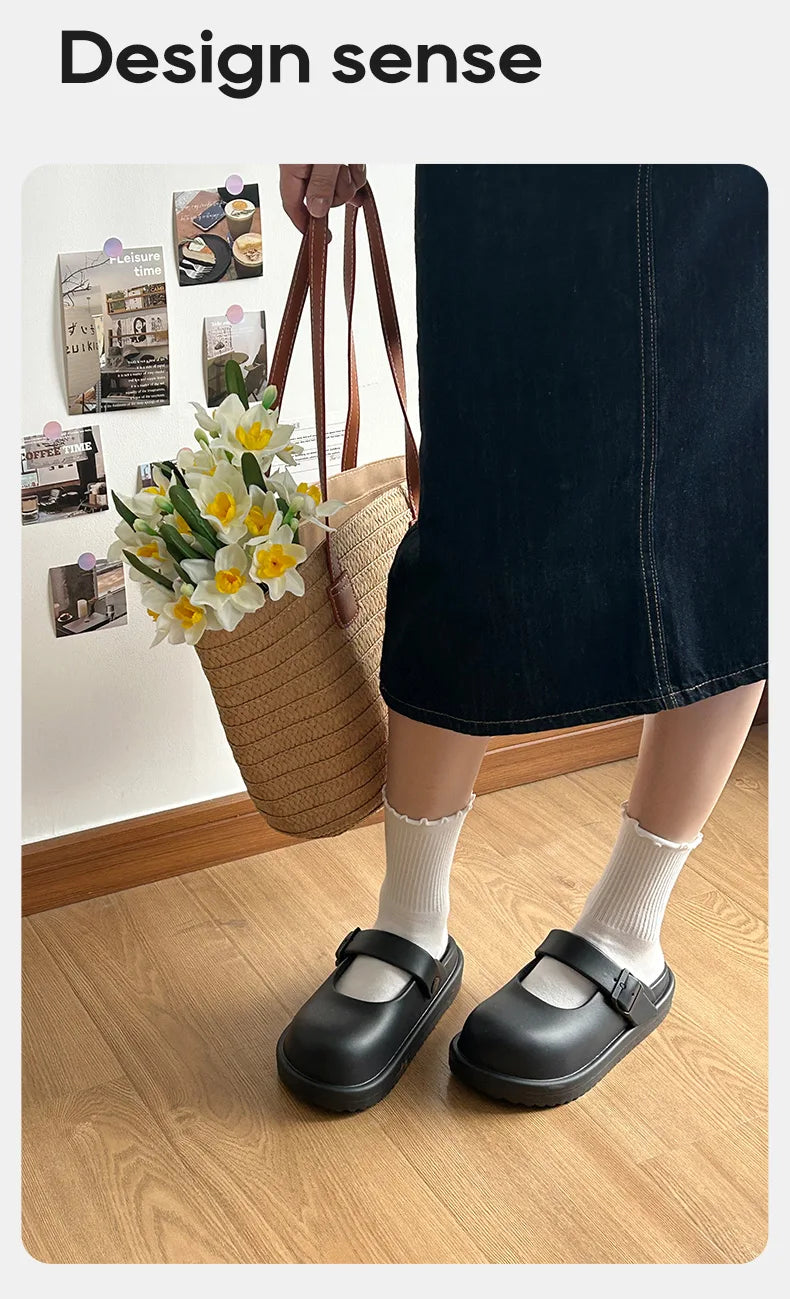 UTUNE Giày Búp Bê Nữ Đục Lỗ Thoáng Mát Chống Trượt