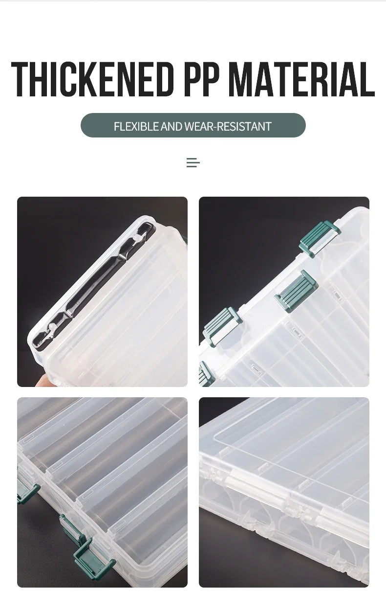 Double Sided 14/10 Compartment Fishing Tackle Box For Sea Fishing Lure Bait Hook Accessories extra-large space Storage Box
