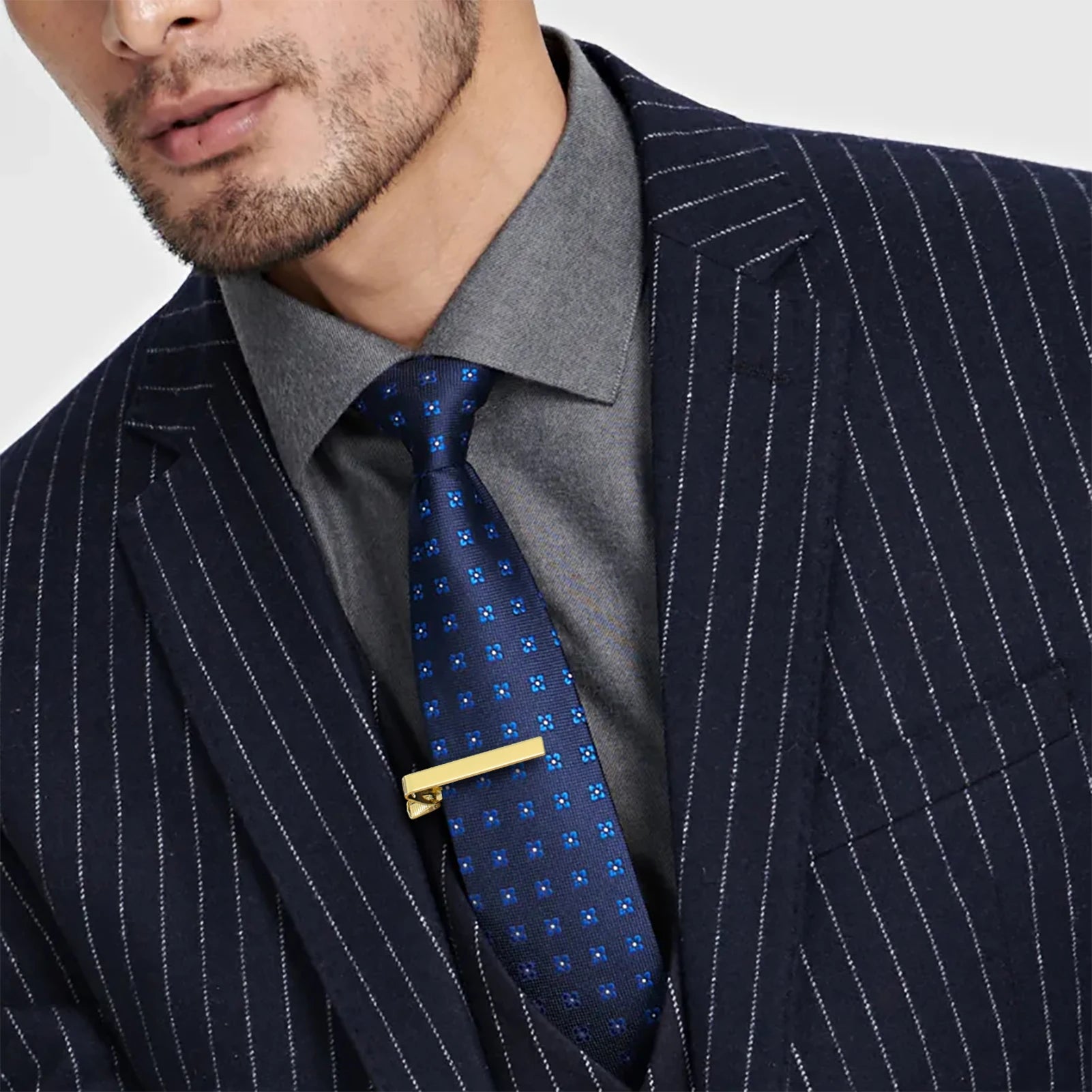 Kẹp Cà Vạt Nam Teamer Mạ Vàng Đen Thanh Lịch