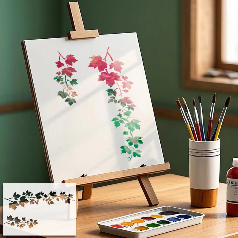 YOMDID 1pc Leaf Pattern PET Painting Hollow Out Stencil Reusable DIY Leaf Graffiti Airbrush Art Craft Decoration Template - Daisan Mart